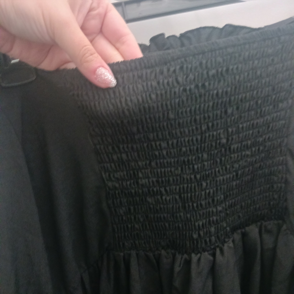 Black Off-Shoulder Dress with Lace-Up Detail - Picture 8 of 9